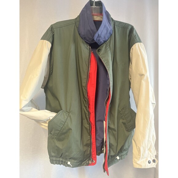 Allen Solly Reverse Bomber Flight Jacket Elastic Waist Length Snap Cuff Cotton - Picture 5 of 10